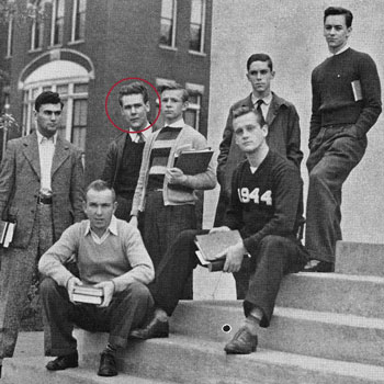 Stewart Bruner on campus with other students